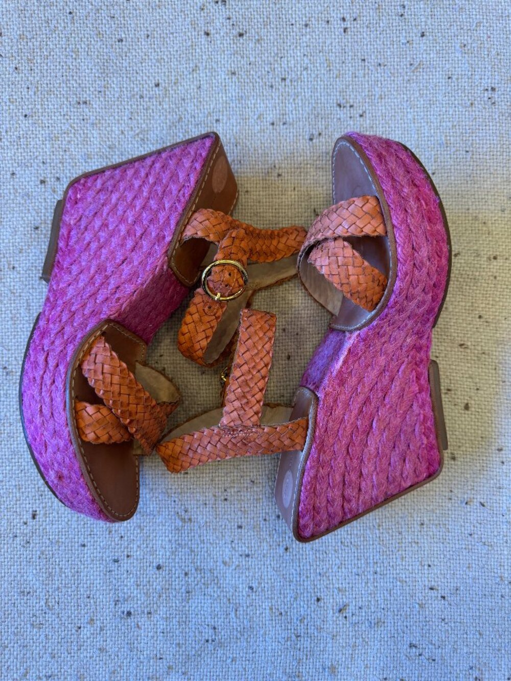 Diane von Furstenberg Women's 10M Coral Braided Leather Platform Sandals